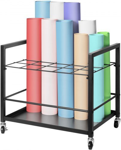 VEVOR Blueprint Storage Rack aus Metall in Schwarz, Mobiler Planwagen mit 20 Fächern und Rollen für Architekturpläne und Poster, B/T/H: 383,0 x 38,3 x 36,5 cm - Bild 1