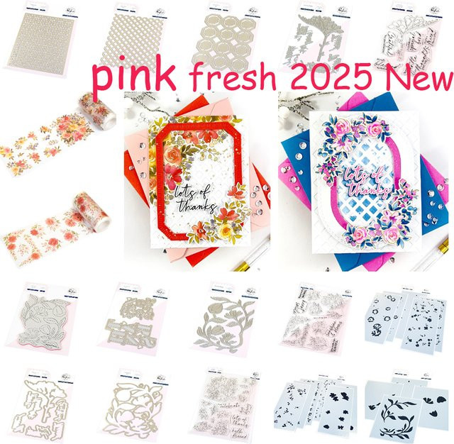 Rosa Blumen Washi Schablonen und Stanzformen Set für Scrapbooking und DIY Dekoration in Pink und Multicolour - Bild 1