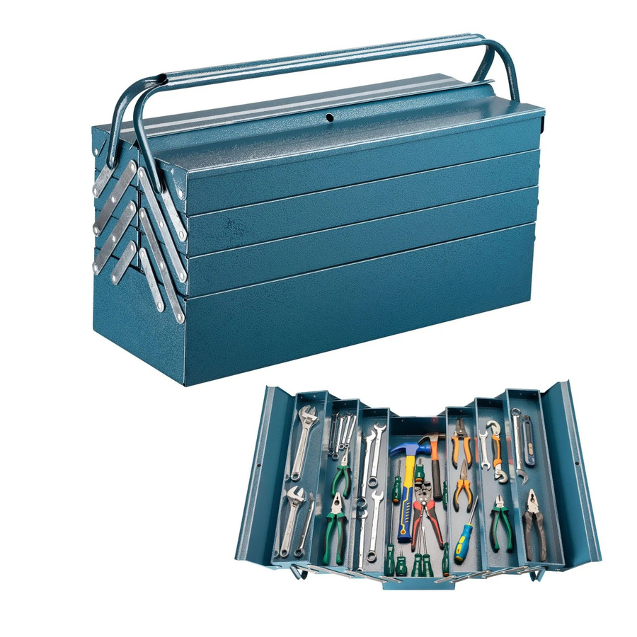 Wiltec Werkzeugkiste aus Stahl in Blau mit 7 Fächern, B/T/H: 53,0 x 20,0 x 25,0 cm - Bild 2