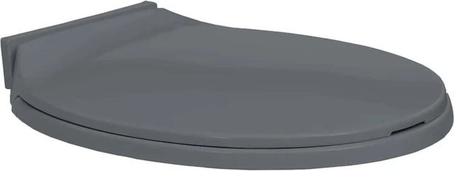 vidaXL Toilettensitz mit Absenkautomatik in Grau, oval aus Kunststoff, B/T: 42,5 x 35,0 cm - Bild 1
