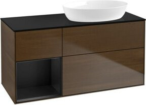 V&B Finion Waschtischunterschrank mit Wandbeleuchtung und Regal in Blau lackiert, Breite: 120 cm, Tiefe: 50,1 cm, Höhe: 50,1 cm - Bild 1
