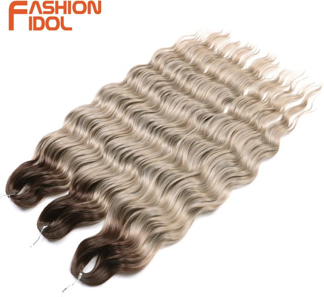 FASHION IDOL Haarverlängerung Kunsthaar, Ombre Blonde, Deep Wave, Damen - Bild 1