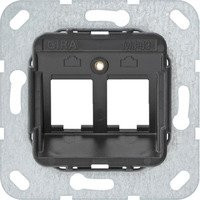 Gira Modular Jack 9 Zweifach Unterputz Steckdose mit Tragring in Schwarz - Bild 1
