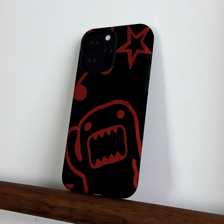 CaseLumi Matte Bumper MagSafe Schutzhülle für iPhone 17 16 15 14 13 Pro Max Stoßfeste Harte PC Hülle Schwarz-Rot Domo-Kun - Bild 4