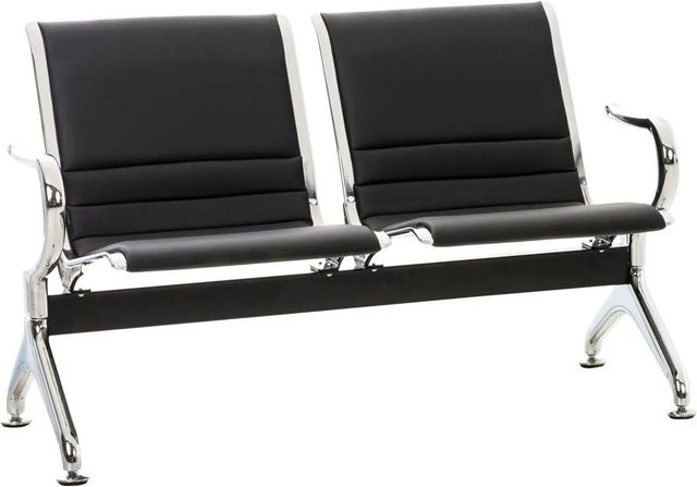 DELUKE Wartebank Frankfurt NANTES 2-Sitzer aus Kunstleder in Schwarz, B/T/H: 125 x 70 x 78 cm - Bild 1