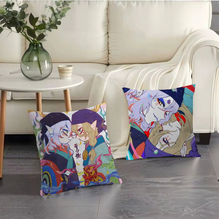 Kayou Anime Mononoke Kusuriuri Kissenbezug im Farmhouse-Stil, quadratische Dekokissenhülle, Multicolour, Breite: 30 cm, Höhe: 30 cm - Bild 2