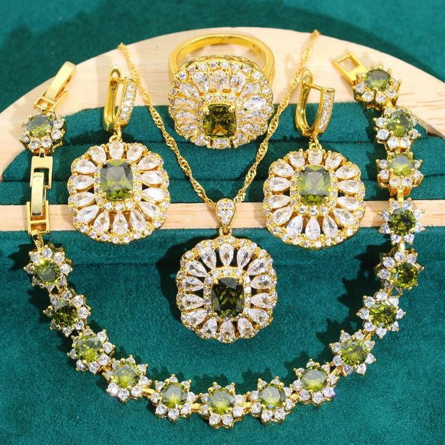 YIRAN Jewelry Schmuckset, Kupfer, Zirkonia, Gold, Unisex - Bild 1