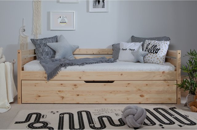 TiCAA Sofabett Naomi mit Ausziehbett und Schublade, Breite: 90 cm, Tiefe: 200 cm - Bild 1