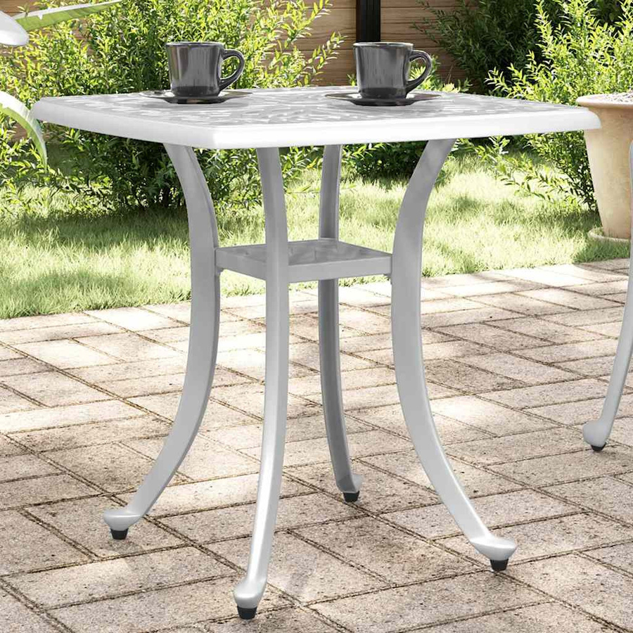 vidaXL Gartentisch aus Aluminiumguss in Weiß, B/T/H: 53 x 53 x 53 cm - Bild 2