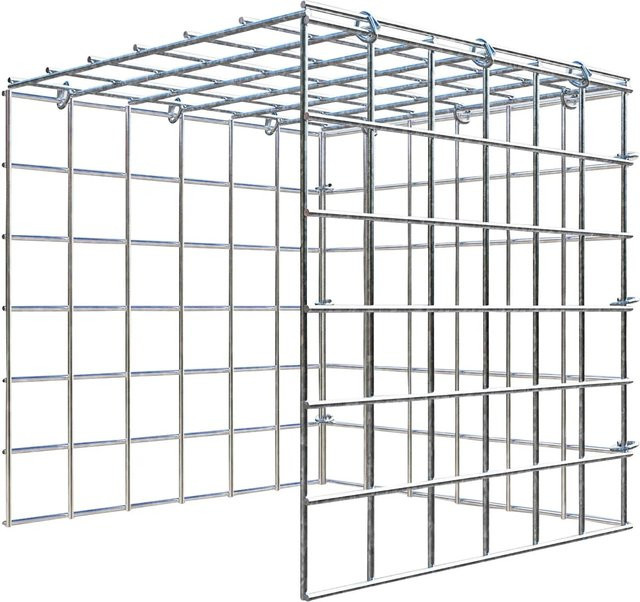 Gabiona C-Ring Anbaukorb Typ 4 in Silbergrau, B/T/H: 30 x 30 x 30 cm, Maschenweite 5 x 5 cm - Bild 1