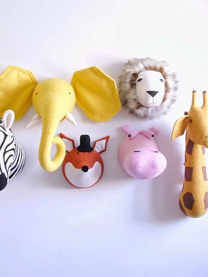 INS Room Decor Handgefertigte Tierköpfe aus Filz und Plüsch als Wandbehang für das Kinderzimmer - Bild 5