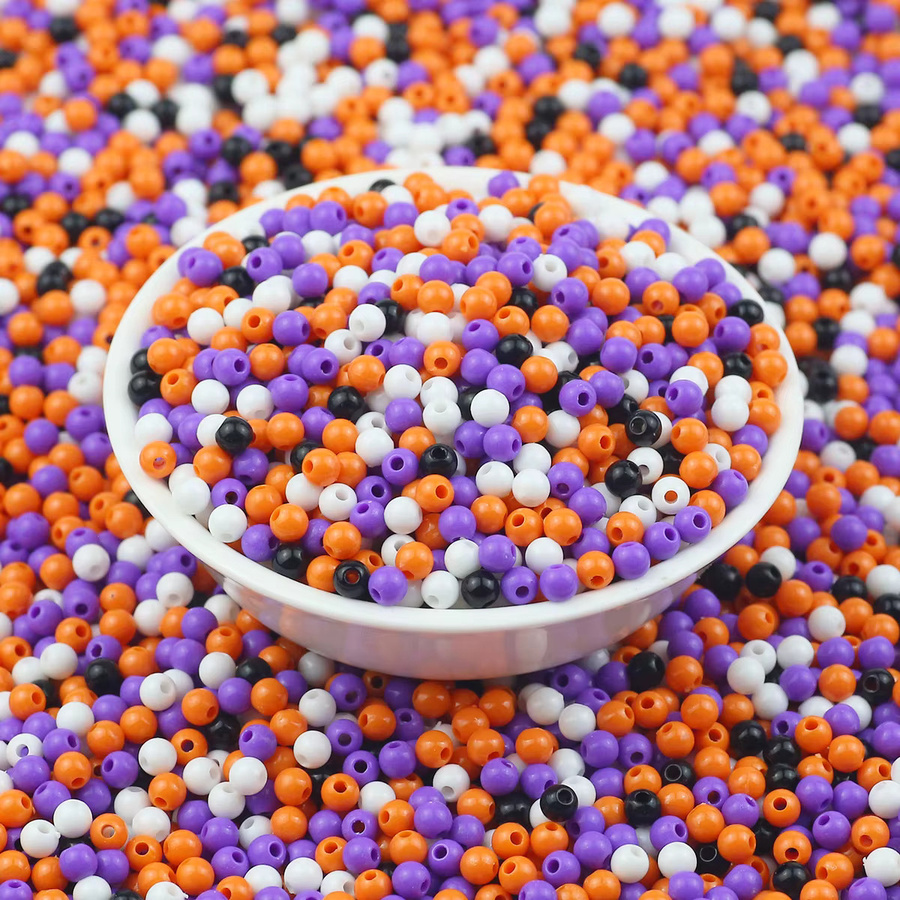 Spacer Perlen Acryl, 4 mm, Orange, Lila, Schwarz, Halloween, Unisex - Bild 2