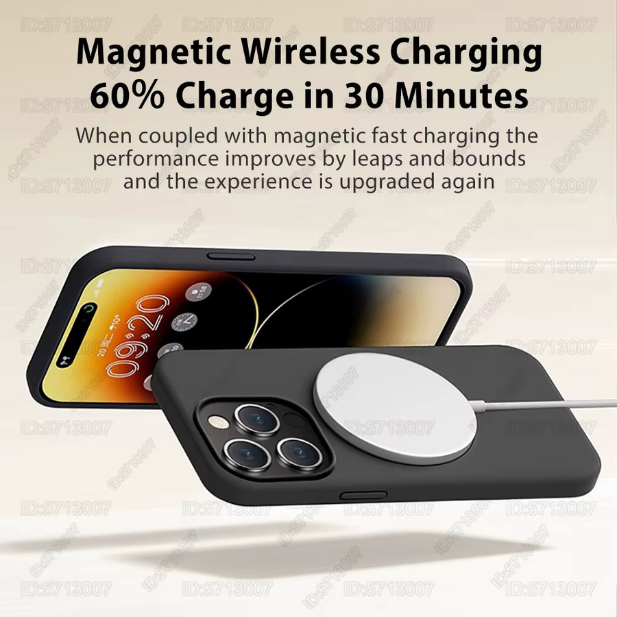 Stoßfeste MagSafe Silikon Schutzhülle für iPhone 11 12 13 14 15 16 Pro Max Plus in Weiß mit magnetischer Wireless Charging Funktion - Bild 2