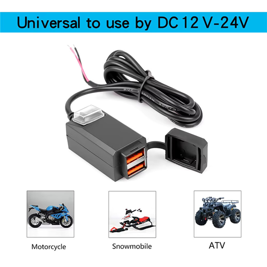 Motorrad-USB-Ladegerät QC3.0 mit USB-C in Schwarz, wasserdichter 12V-Steckdosenadapter mit Ein/Aus-Schalter für schnelles Laden am Lenker - Bild 4
