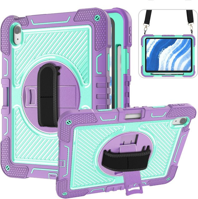 360 Grad drehbare Armor Schutzhülle mit Ständer für Apple iPad in Violett - Bild 1
