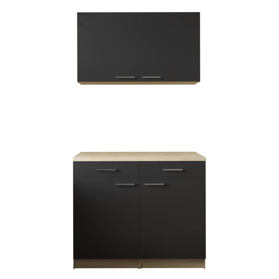 Respekta Küchenmöbel-Set Merle Modern in Schwarz mit Soft-Close-Türen und Schubladen, B/H/T: 100 x 200 x 60 cm - Bild 2