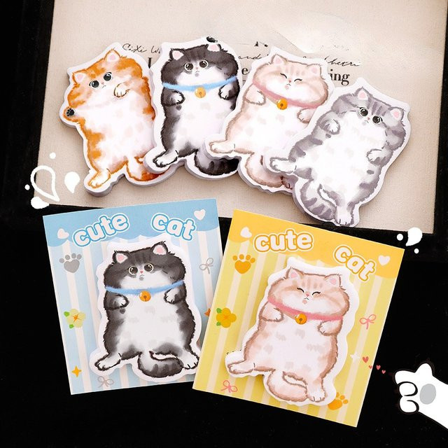 TWBEB Kawaii Katzenform Haftnotizen in Mehrfarbig mit 30 Blatt pro Block - Bild 1