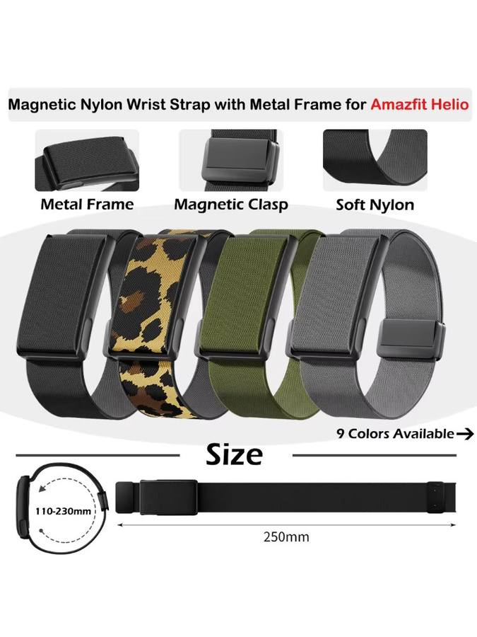 Amazfit Uhrenarmband, Metallrahmen, Nylon, Schwarz, Unisex - Bild 7