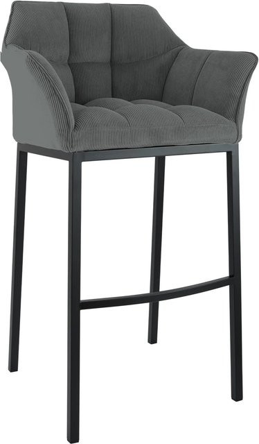 DELUKE Barhocker GIBEL Barstuhl aus Metall mit Lehne in Grau und Schwarz, B/T/H: 64 x 48 x 110 cm - Bild 1