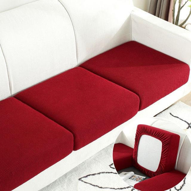 Yiran Furniture Elastischer Sofakissenbezug aus verdicktem Plüsch in Rot, abnehmbarer und waschbarer Möbelschutz für dein Wohnzimmer - Bild 1