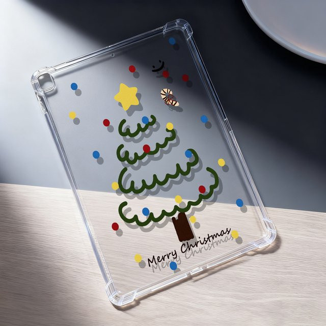 Transparente Silikon-Schutzhülle mit Weihnachtsbaum-Design für Apple iPad und iPad Air - Bild 1
