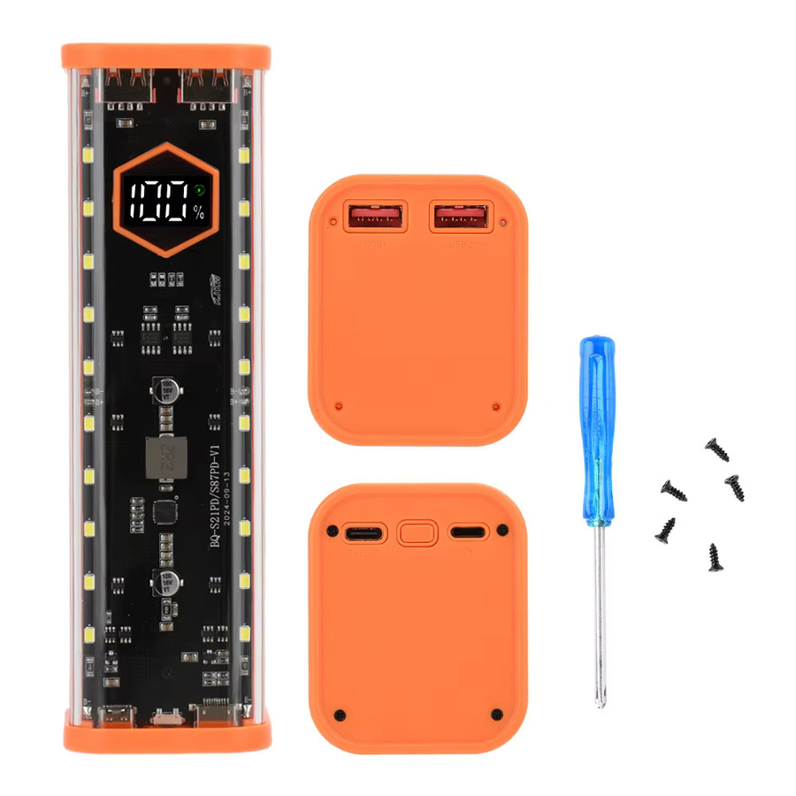 occkic DIY Powerbank-Gehäuse für 8x 21700 Batterien in Schwarz mit PD- und Blitzladung sowie USB-C Anschluss - Bild 2