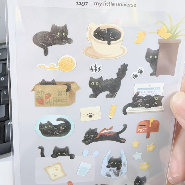 Suatelier Universum Papieraufkleber mit schwarzer Katze in Multicolour für DIY-Dekoration und Schreibwaren - Bild 1
