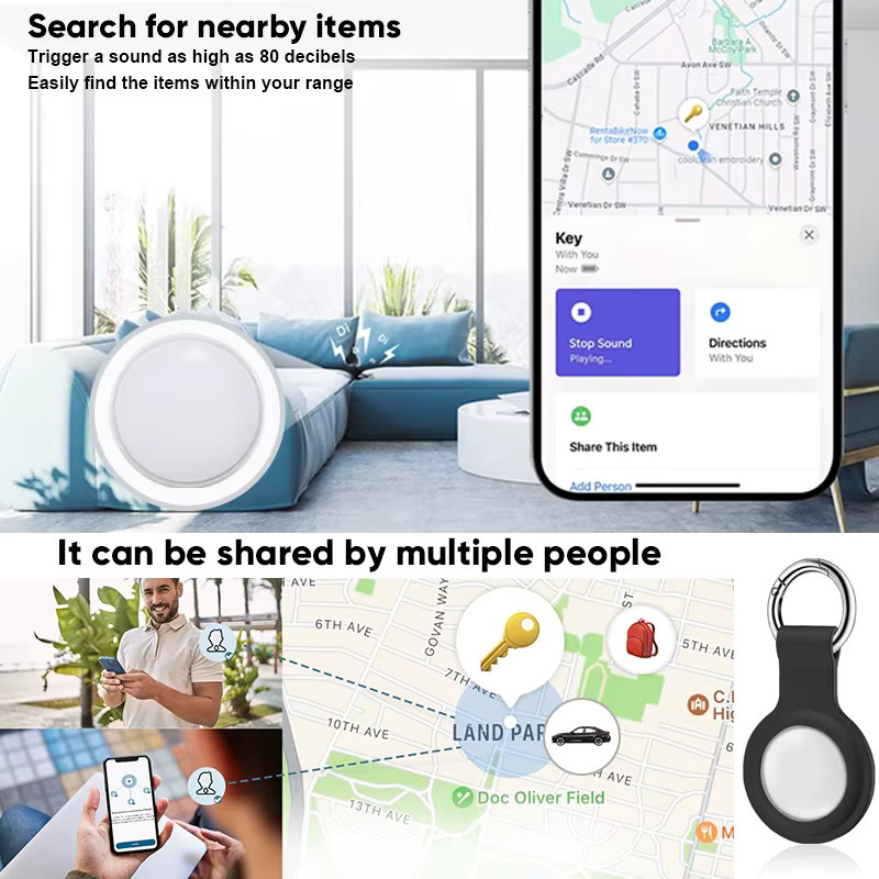 Apple Smart Tag Bluetooth-Tracker als Schlüsselfinder und Artikellocator für iOS in Schwarz - Bild 4