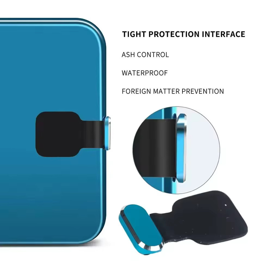 Selbstklebende Metall-Staubstopfen Typ USB-C in Schwarz für Apple iPhone und Samsung Mobiltelefone - Bild 2