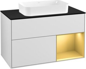 V&B Waschtischunterschrank Finion 100 mit Wandbeleuchtung in Weiß lackiert - Bild 1