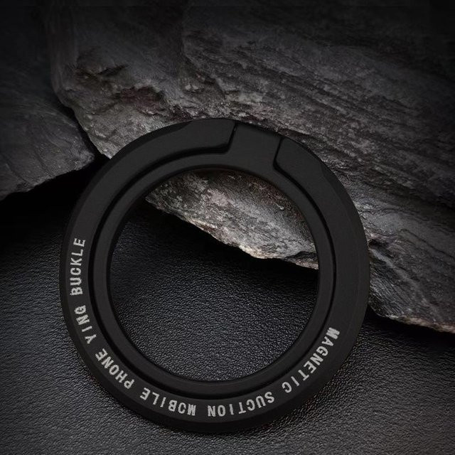 360 Grad drehbarer Magnet-Telefonständer mit Fingerringhalter für MagSafe, faltbare Metall-Halterung für iPhone 17 16 15 14, Farbe: Schwarz - Bild 1
