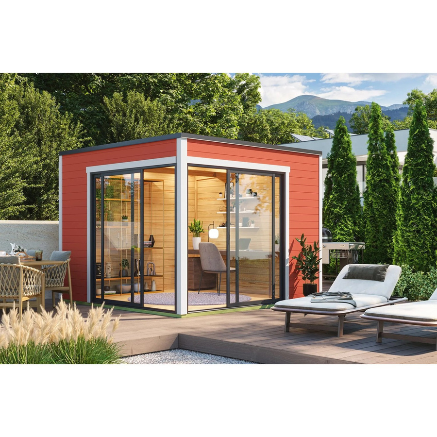 Lasita Maja Gartenhaus Palermo in Schwedenrot, B/H/T: 300 x 239,4 x 300 cm - Bild 2
