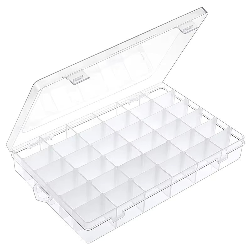 Transparente 36-Fächer-Organizer-Box aus Kunststoff mit verstellbaren Trennwänden für Perlen, Schmuck und Bastelbedarf - Bild 3