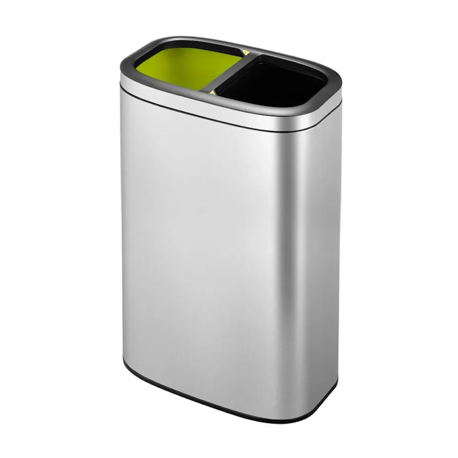 PROREGAL Rechteckiger Abfalleimer aus gebürstetem Edelstahl mit offener Einwurfsöffnung, 40 Liter, Silber, H x B x T: 63 x 22,5 x 42 cm - Bild 2