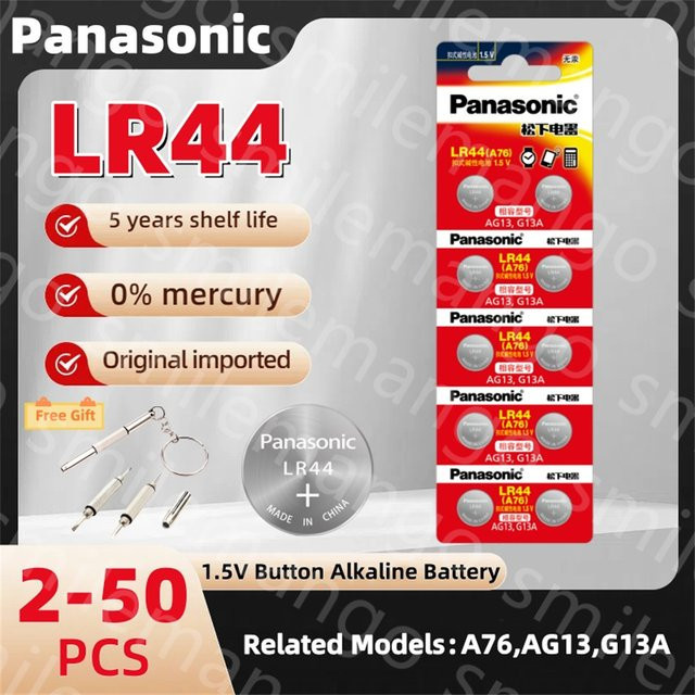 Panasonic Knopfzelle LR44 AG13 1,5 V mit 175 mAh in Silber - Bild 1