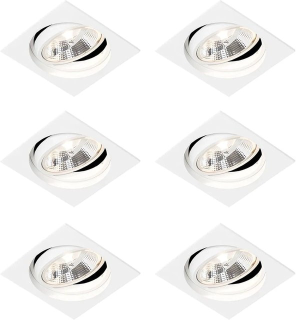 QAZQA Set mit 6 modernen versenkten Spots aus Aluminium in Weiß, verstellbar und dimmbar, GU10 - Bild 1