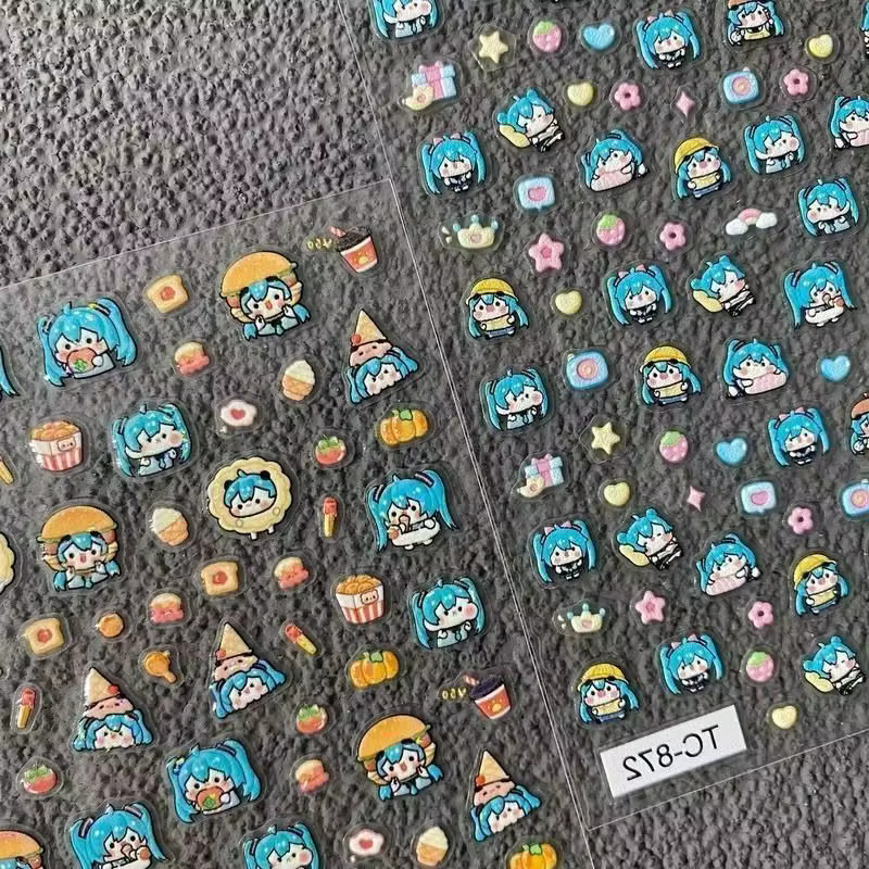 Hatsune Miku Nagelaufkleber, 5D Relief, Glänzend, Kinder - Bild 2