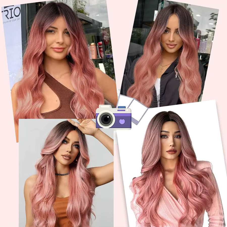 HAIRCUBE Perücke, Ombre Rosa, Synthetisch, Lange, Damen - Bild 2