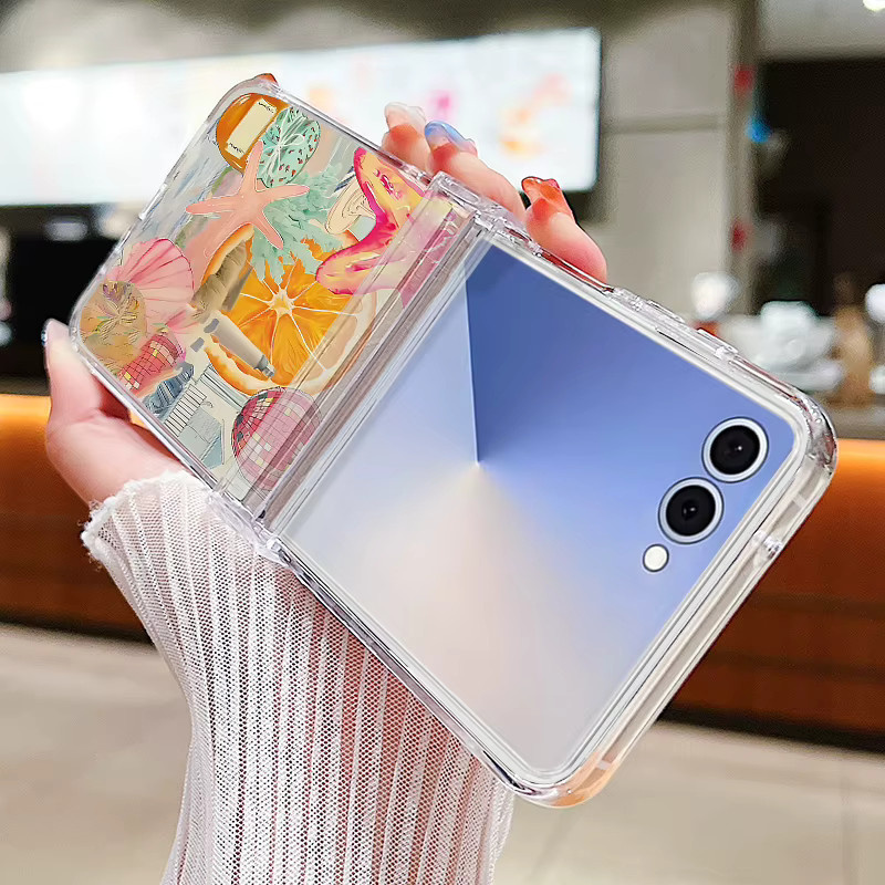 MOESOE Schutzhülle mit Bowknot-Kirschmuster für Samsung Galaxy Z Flip 7, Z Flip 6 und Z Flip 5, transparent - Bild 2