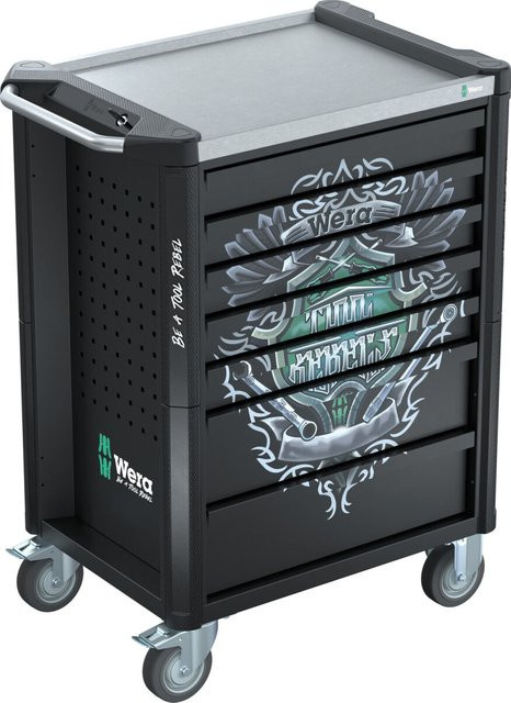 Wera Tool Rebel Werkstattwagen Stainless in Schwarz aus Edelstahl mit Arbeitsplatte, abschließbar und rollbar - Bild 1