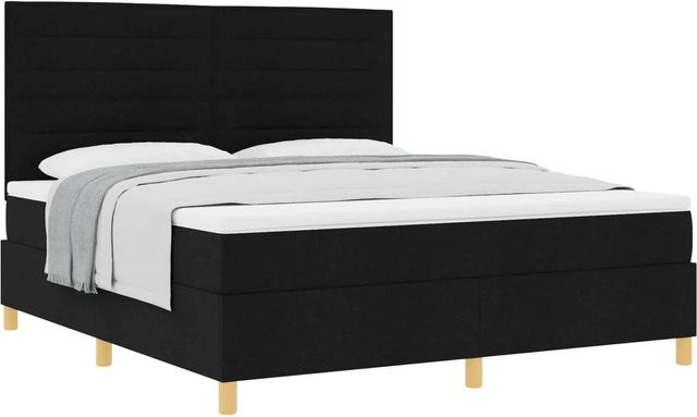 vidaXL Boxspringbett mit Matratze Schwarz Stoff B/T/H: 180 x 200 x 203 cm - Bild 1