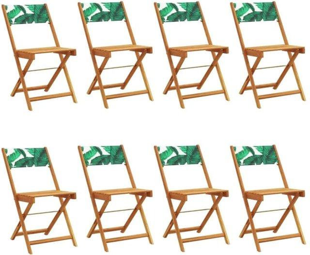 vidaXL Gartenstühle 8er Set aus Akazienholz und grünem Stoff, klappbar und stapelbar - Bild 1