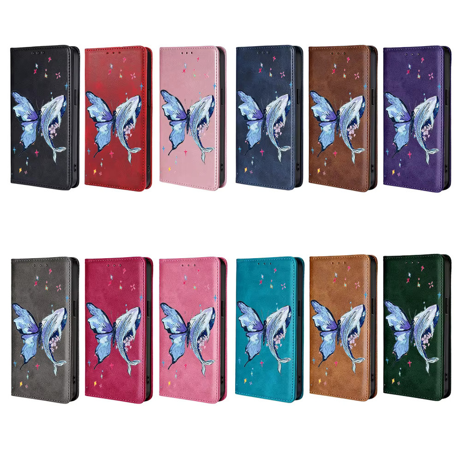 Leder-Handyhülle mit Schmetterlingsmuster für Samsung Galaxy S25 Ultra S25 FE S24 S23 S22 Plus A17 A07 A56 A36 A26 Flip in Braun oder Türkis - Bild 5