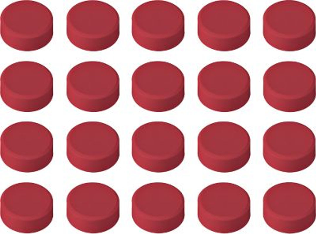 MAUL Rundmagnete mit Feinstruktur in Rot, Kunststoff und Metall, Durchmesser: 3,3 cm, Höhe: 1,4 cm, 20 Stück - Bild 2