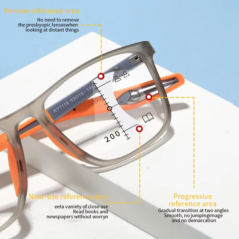 NAPAGE Lesebrille, TR90, Vollrand, rechteckig, photochrom, multifokal - Bild 3