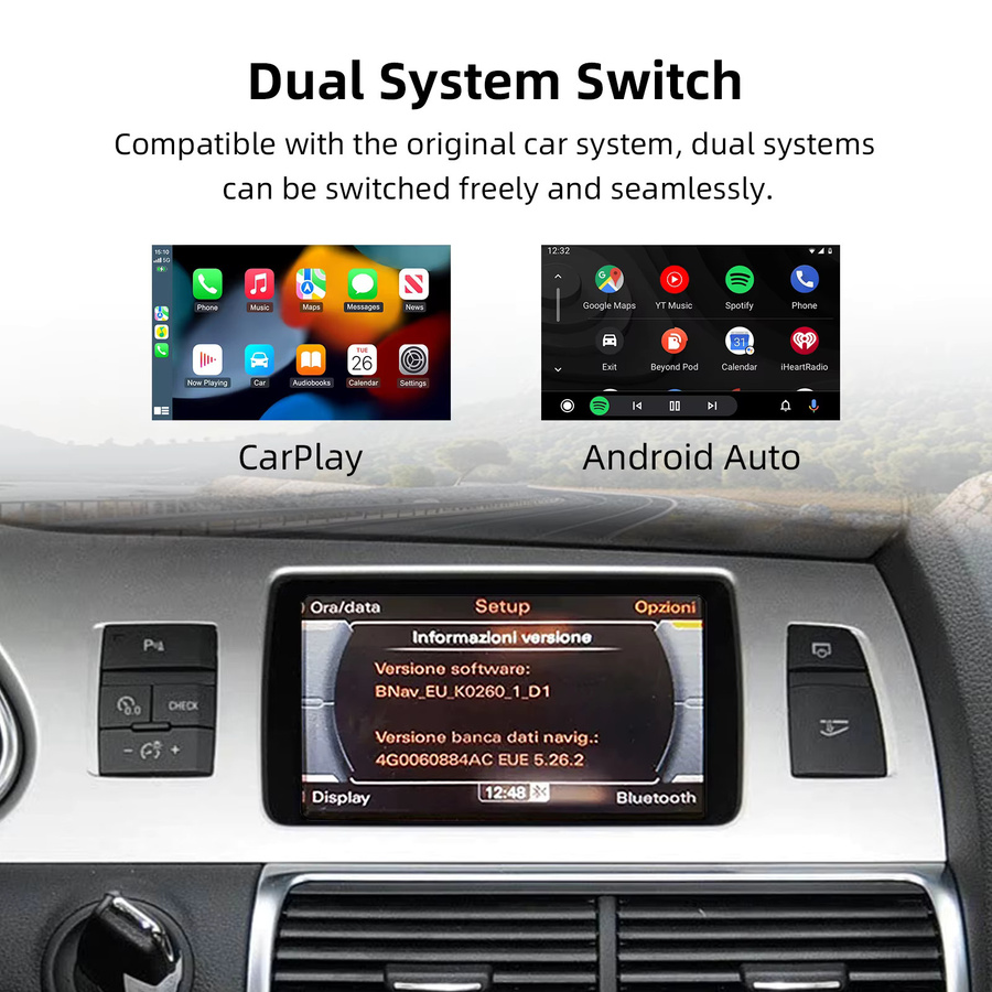 ANYFAR OEM Bildschirm-Upgrade-Decoder-Box für Audi A6 und Q7 2009-2015 mit CarPlay und Android Auto, 6,5 Zoll, Schwarz - Bild 2