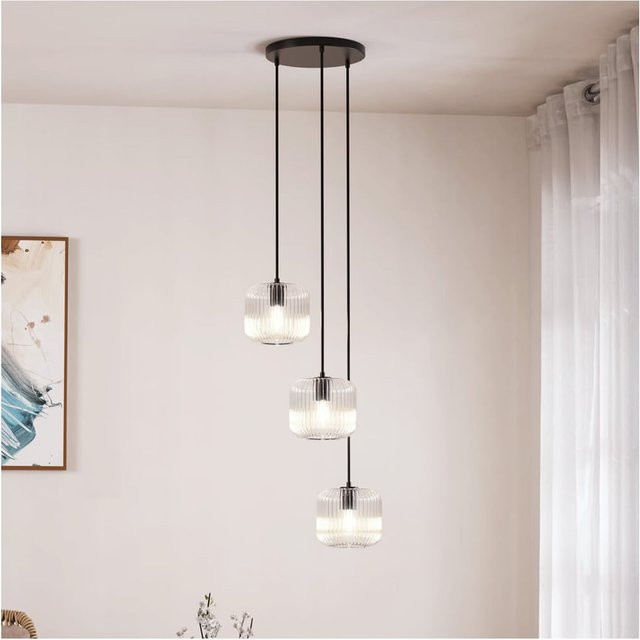HOME DELUXE Hängeleuchte LILY aus Glas in Rauchgrau und Schwarz - Bild 1