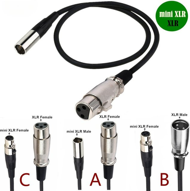 BSN Mini XLR 3pin Stecker auf XLR 3pin Buchse Audiokabel in Schwarz mit abgeschirmtem Kupferdraht für Mikrofon und Kameras - Bild 1