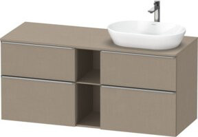 Duravit Waschtischunterschrank D-Neo in Beige Matt mit zwei Schubladen und zwei Türen mit offenem Fach, Wandmontage, B/T/H: 140 x 55 x 66,4 cm - Bild 1