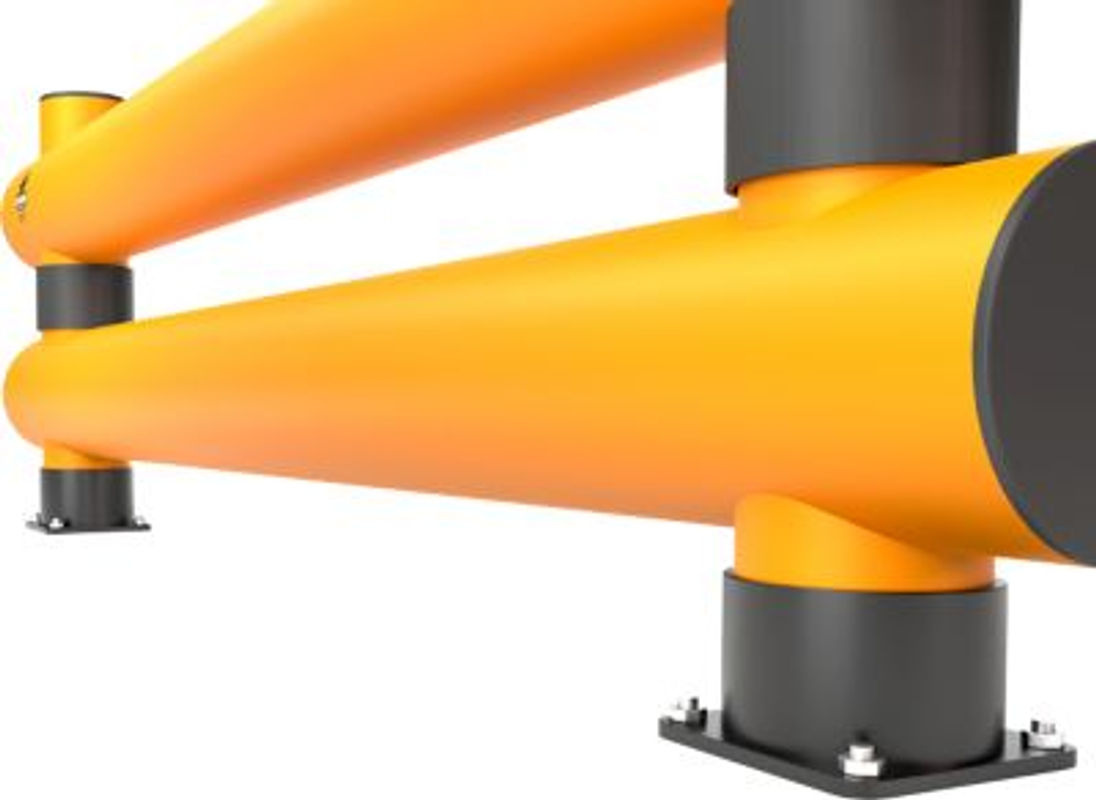 Ampere Rammschutz-Barriere Rack-Mammut Doppelplanke aus Kunststoff in verkehrsgelb, L: 2000 mm, H: 690 mm - Bild 2